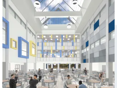 Rendering of the new cafeteria atrium at Milton District High School.
