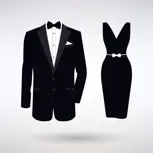 Black Dress and Suit with Bow Tie