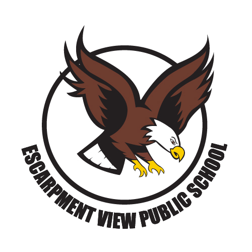 Image of flying eagle within a circle, with Escarpment View Public School underneath.